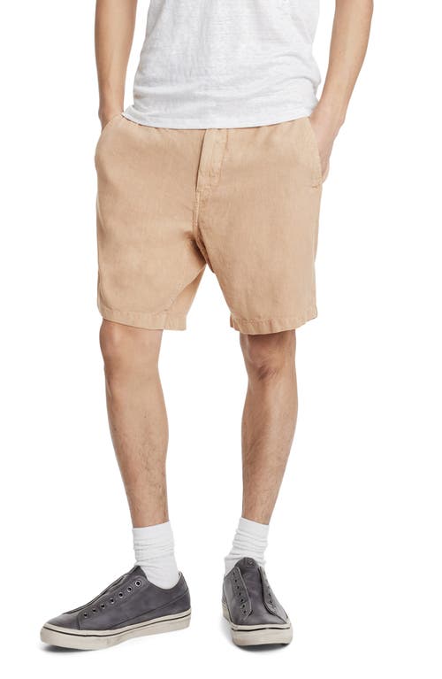 John Varvatos Johnny Flat Front Shorts In Khaki