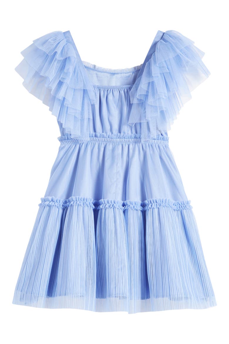Kids' Flutter Sleeve Tulle Dress, Alternate, color, PERRY