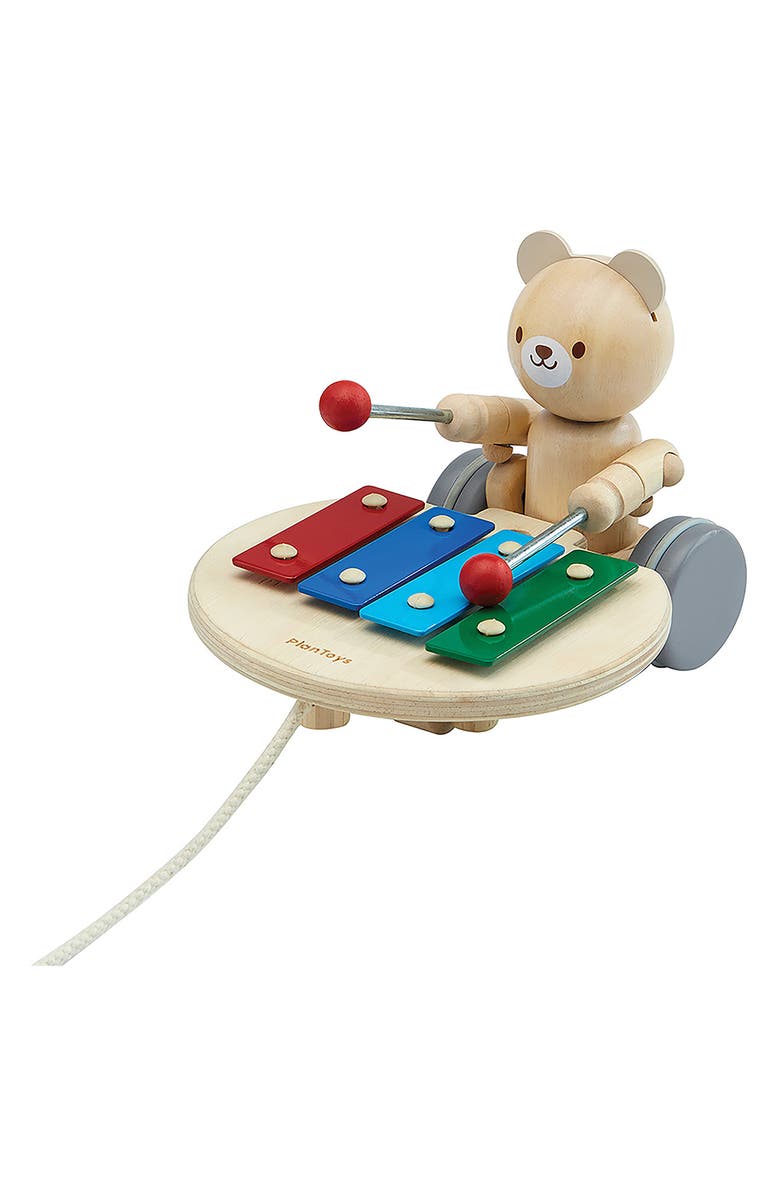 PlanToys<sup>®</sup> Pull Along Musical Bear, Alternate, color, Natural