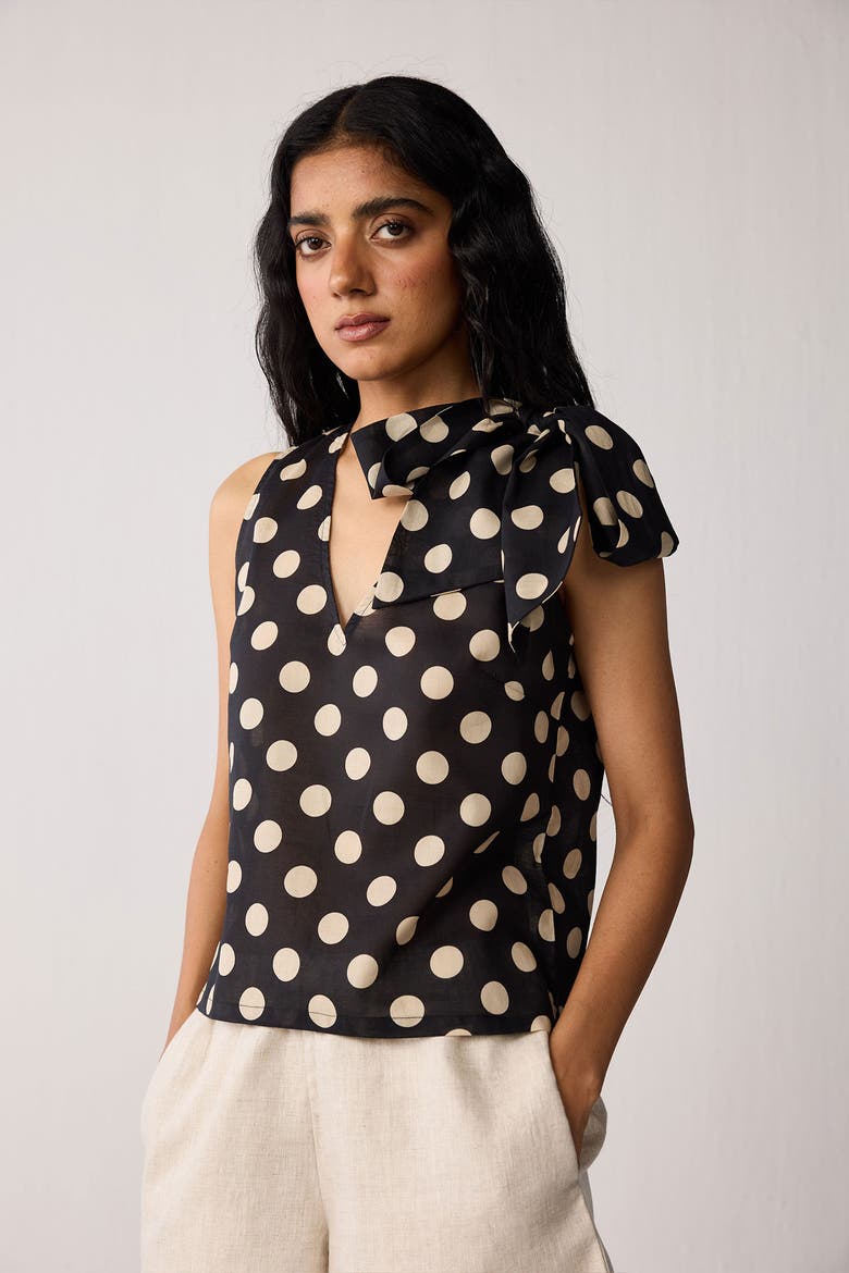 V-Neck Top with Bow Detail, Alternate, color, Midnight Confetti