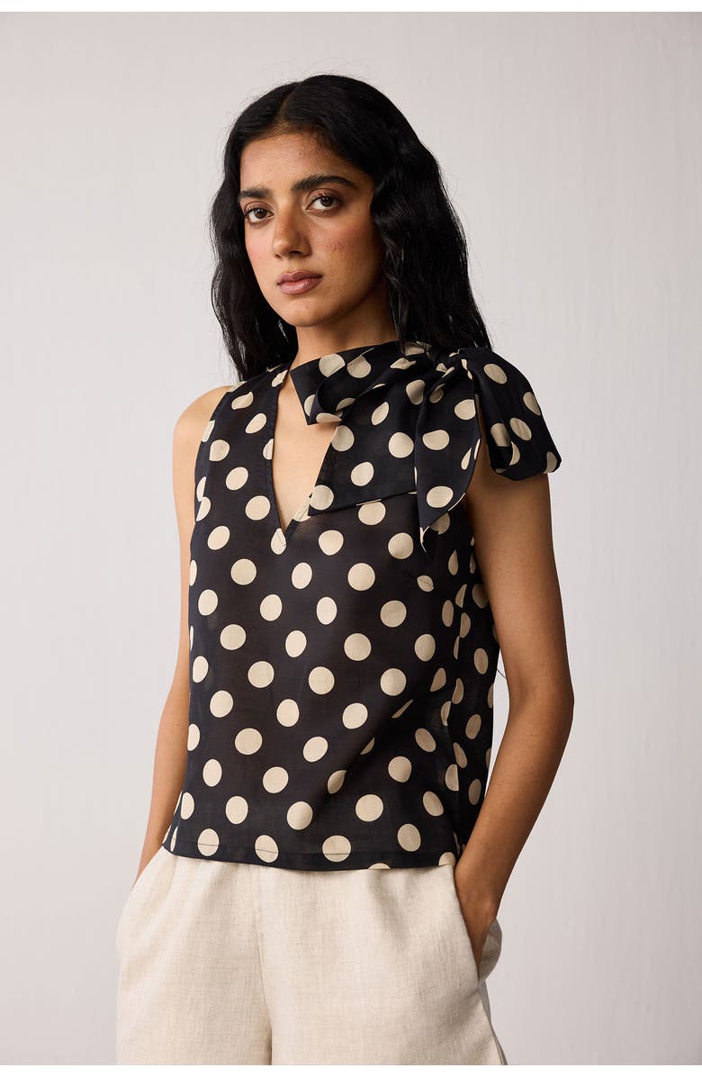 Reistor V-Neck Top with Bow Detail, Alternate, color, Midnight Confetti