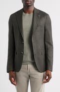 Jack Victor Midland Contemporary Fit Olive Green Wool Blend Herringbone Sport Coat