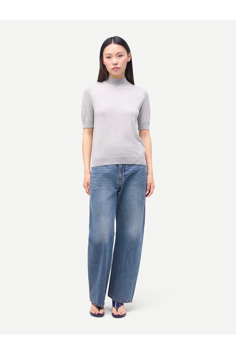 Cashmere Silk Shirt with High Neck, Alternate, color, vapor blue