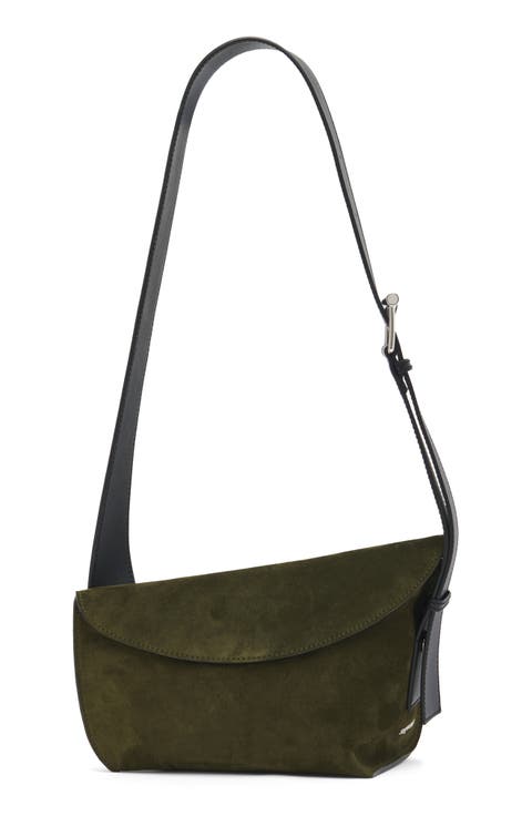 Large T-Bar Suede Sling Bag