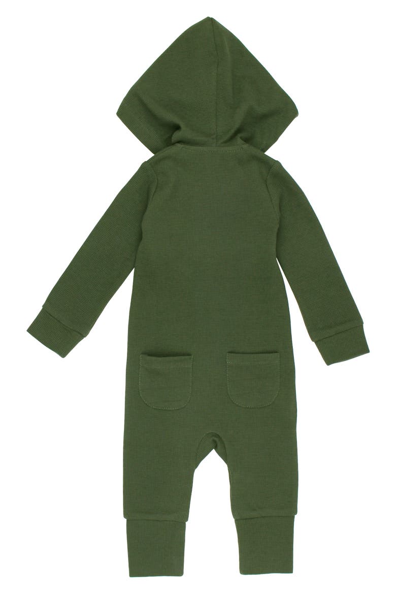 Hooded Thermal Organic Cotton Zip Footie, Alternate, color, FOREST