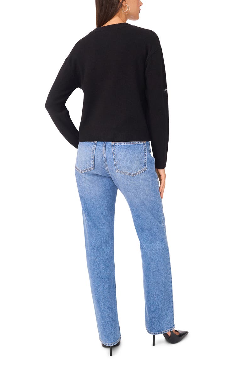 Lace Bow Crop Sweater, Alternate, color, RICH BLACK