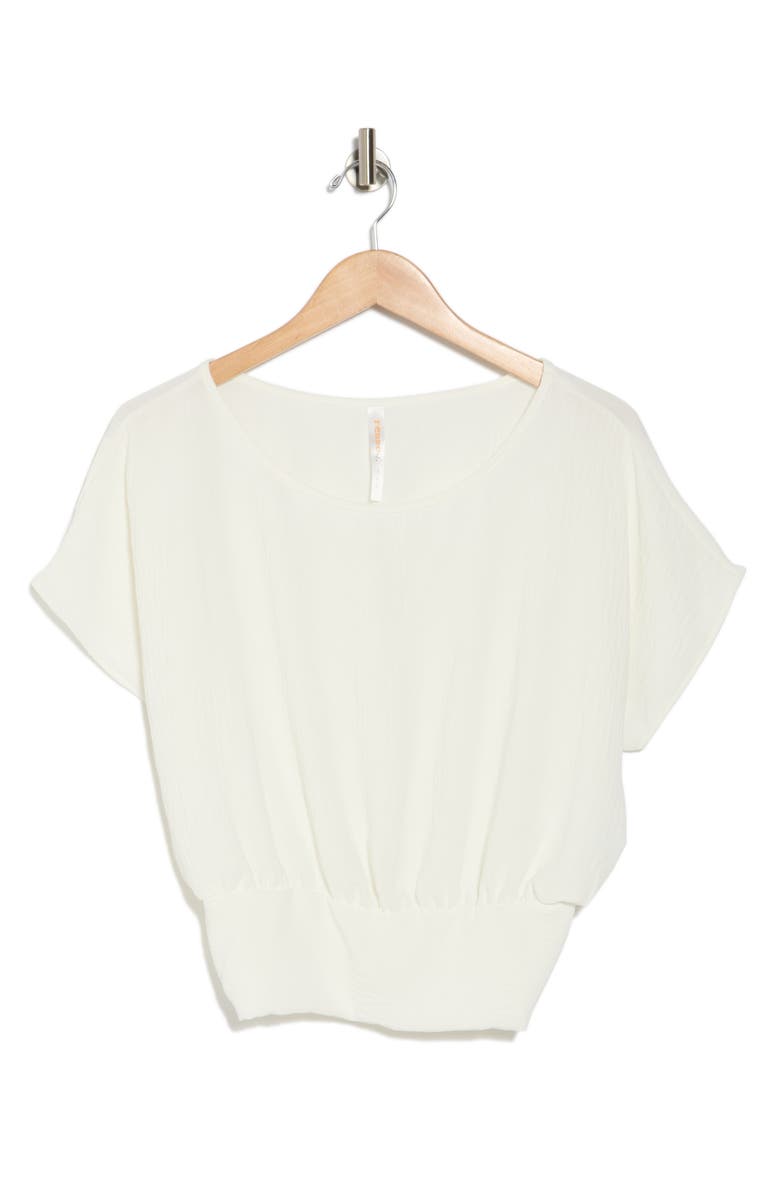 Renee C Short Sleeve Smocked Hem Blouson Top, Alternate, color, White