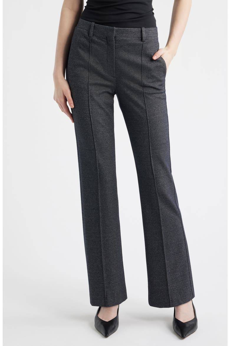Slim Herringbone Knit Pintuck Pants, Main, color, NAVY MULTI