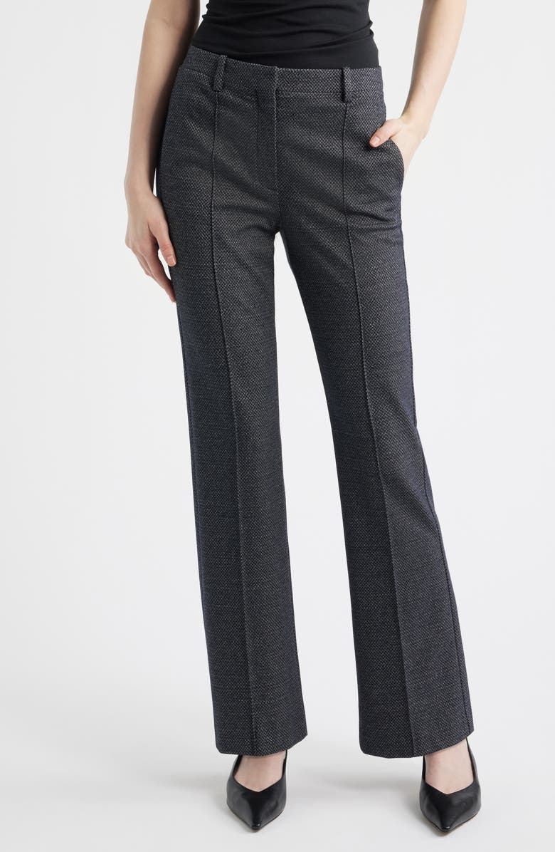 Theory Slim Herringbone Knit Pintuck Pants, Main, color, Navy Multi