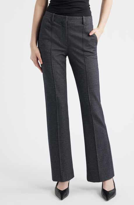Slim Herringbone Knit Pintuck Pants