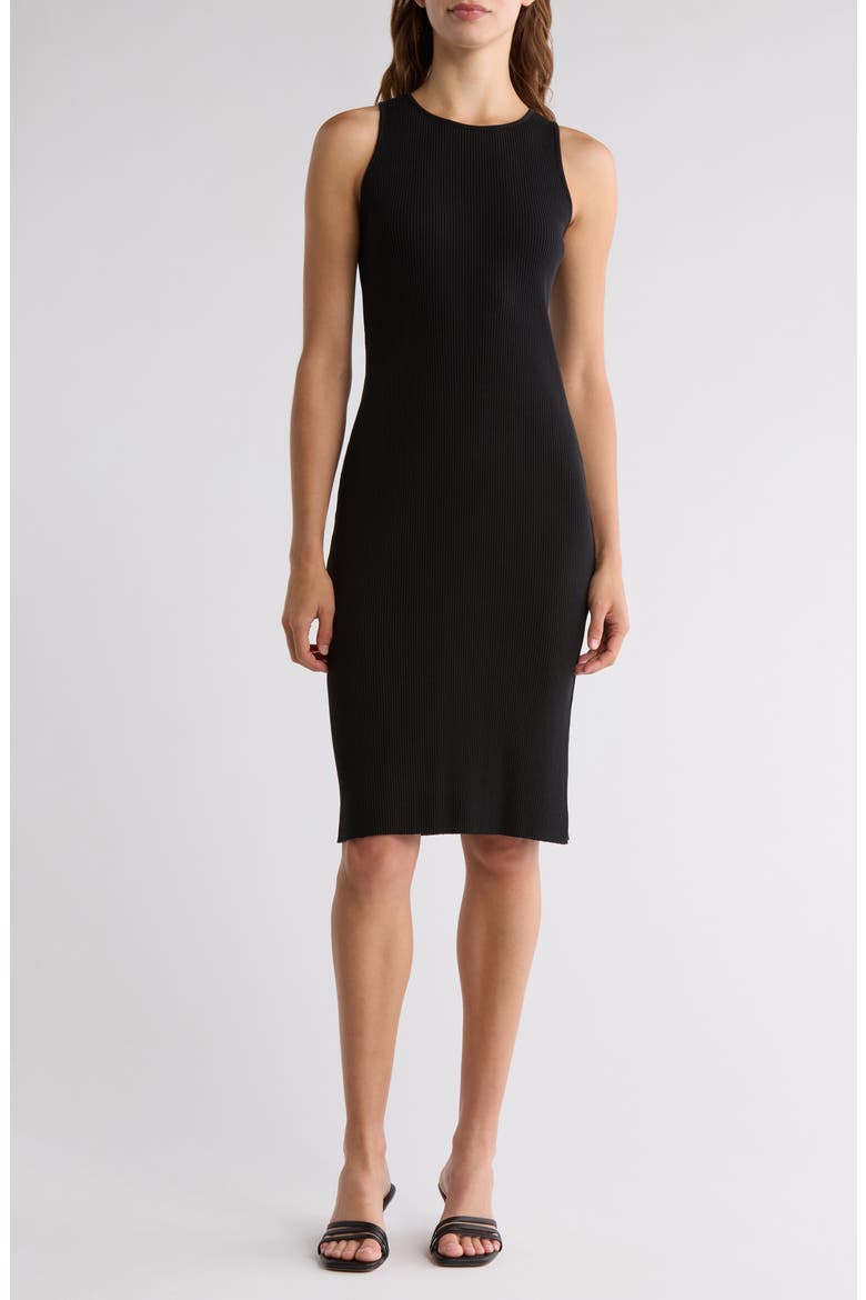 Ribbed Cotton Tank Dress, Main, color, BLACK