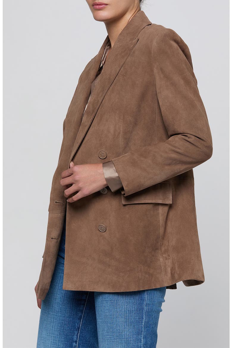 Aimee Relaxed Fit Double Breasted Suede Blazer, Alternate, color, CARDAMOM SUEDE