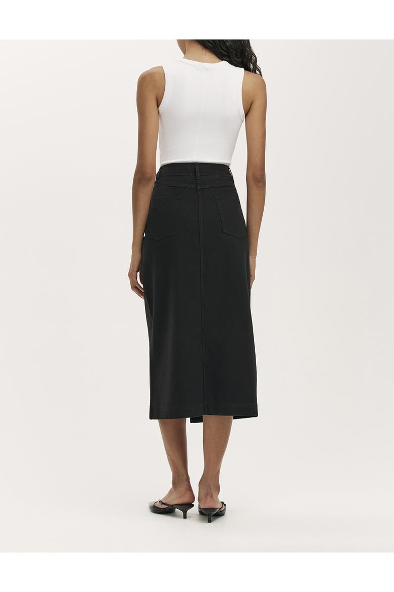 Beth Cotton Button-Front Midi Skirt, Alternate, color, Black