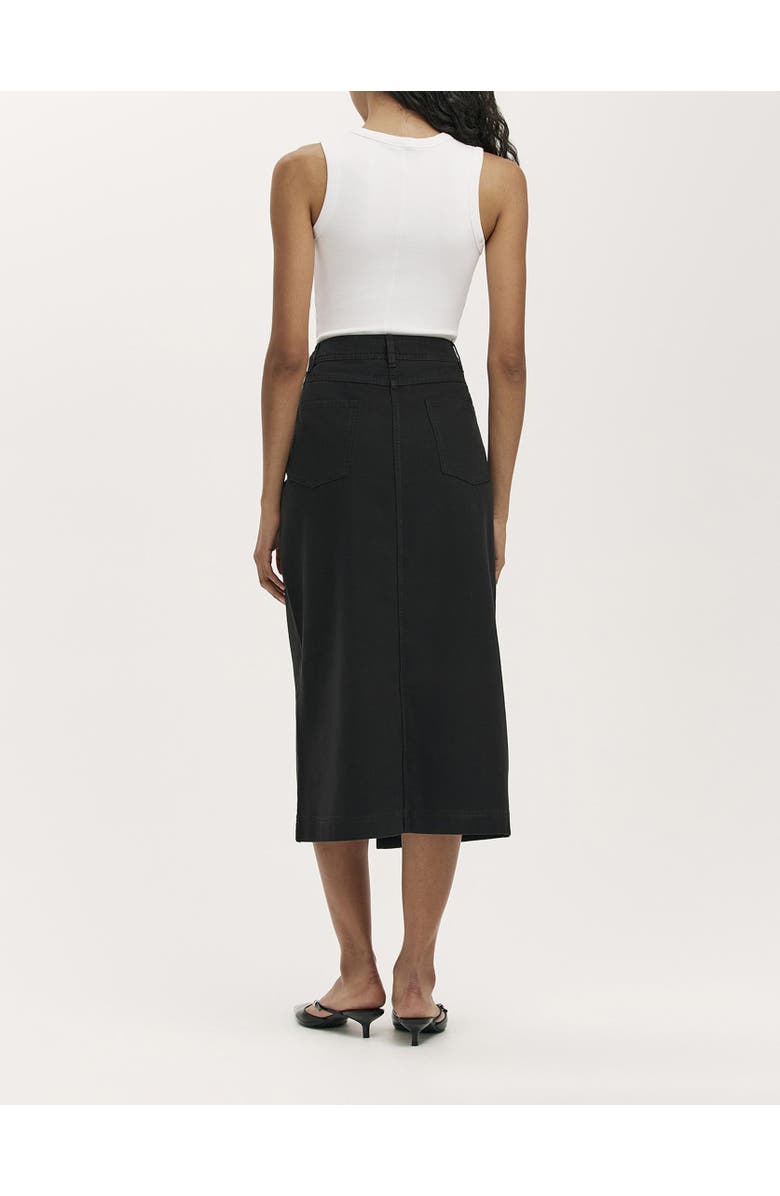 Finery London Beth Cotton Button-Front Midi Skirt, Alternate, color, Black