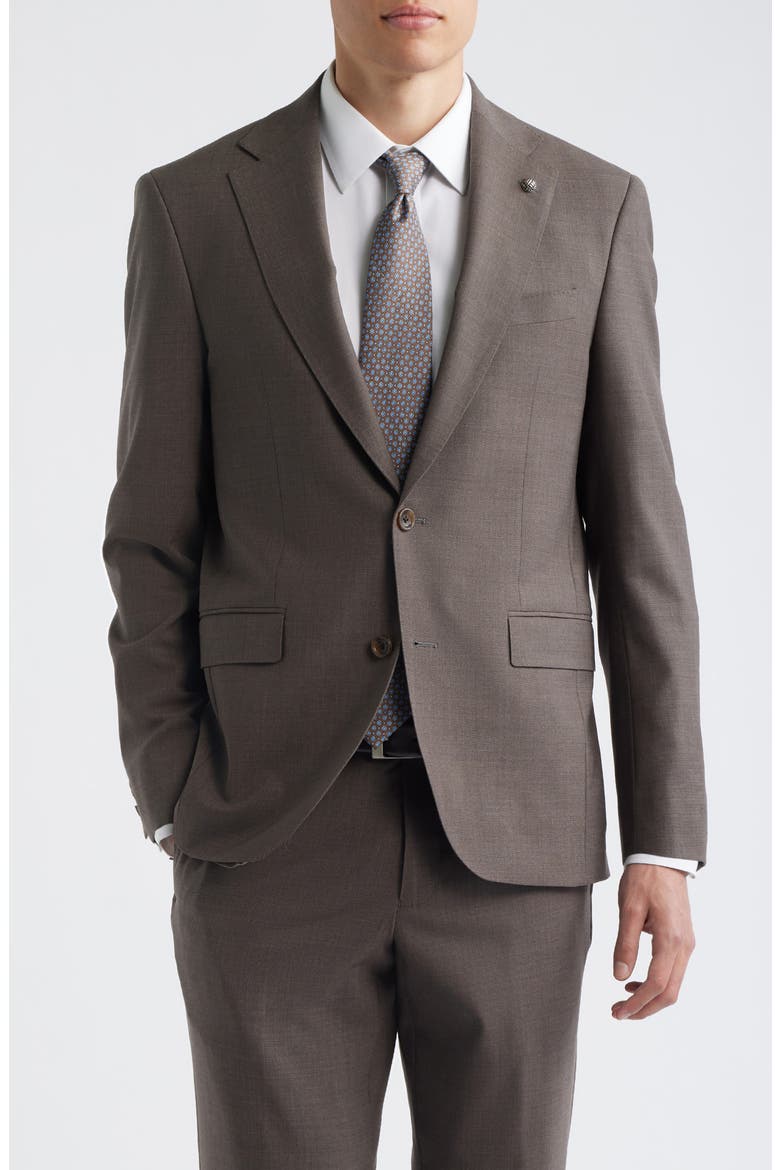 Esprit Tobacco Brown Stretch Wool Suit, Alternate, color, TOBACCO