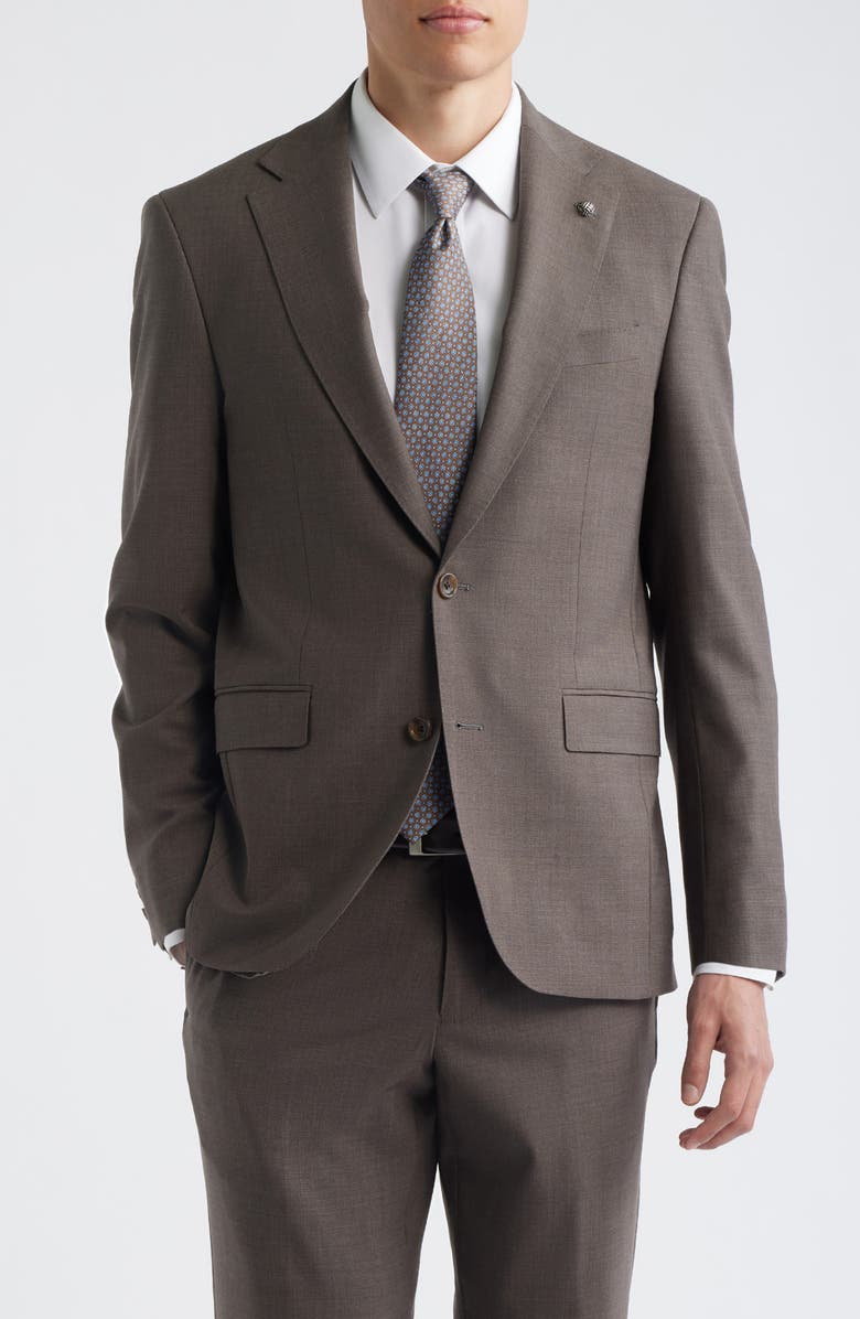 Jack Victor Esprit Tobacco Brown Stretch Wool Suit, Alternate, color,
