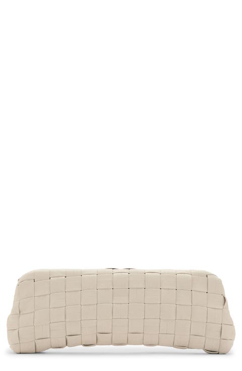 Braided Faux Leather Frame Clutch