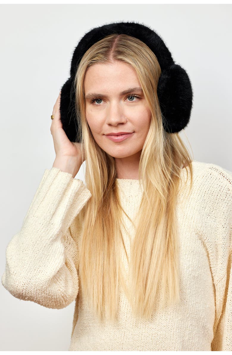 Hat Attack Faux Fur Earmuff, Alternate, color, Black