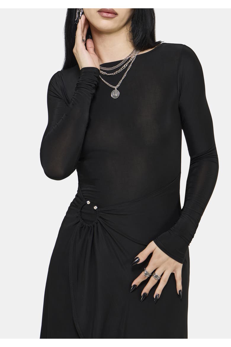 Bellamira Ring Waist Midaxi Dress, Alternate, color, Black