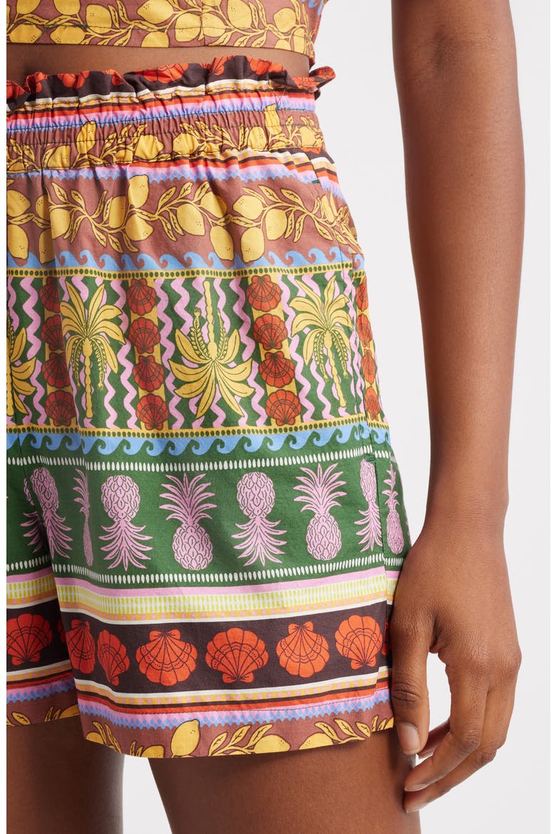 Truly Tropical High Waist Cotton Shorts, Alternate, color, CLOUD DANCER AOP TRO