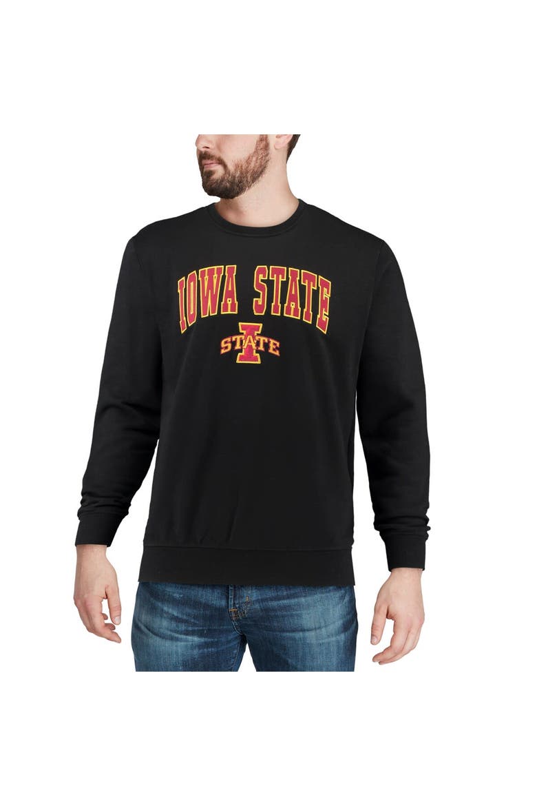 Men's Colosseum Black Iowa State Cyclones Arch & Logo Crew Neck Sweatshirt, Alternate, color, Black