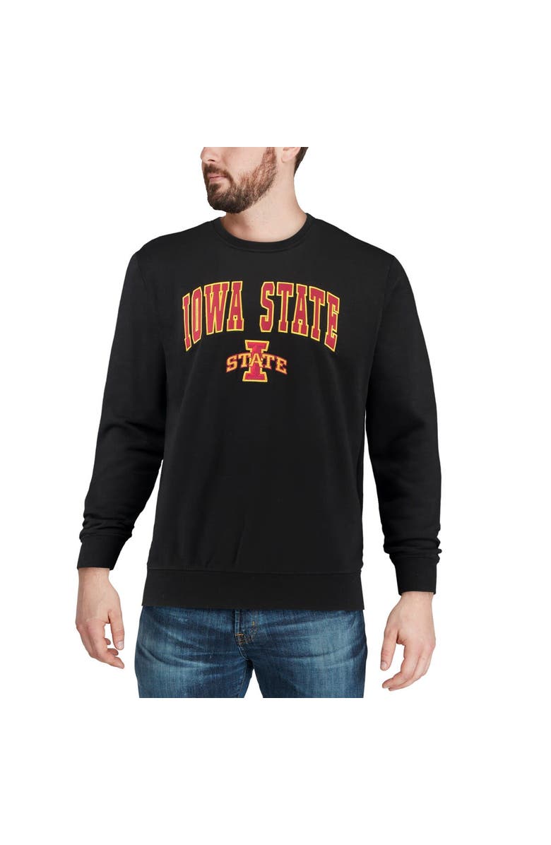COLOSSEUM Men's Colosseum Black Iowa State Cyclones Arch & Logo Crew Neck Sweatshirt, Alternate, color, Black