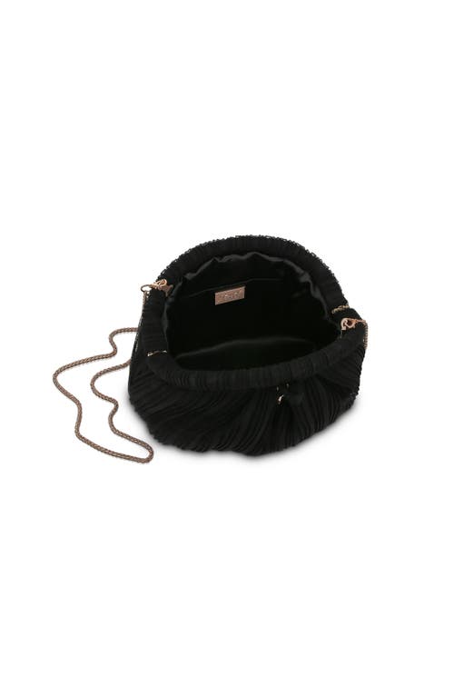 Jewel Badgley Mischka Vale Pleated Tulle And Satin Mini Pouch Clutch In Black