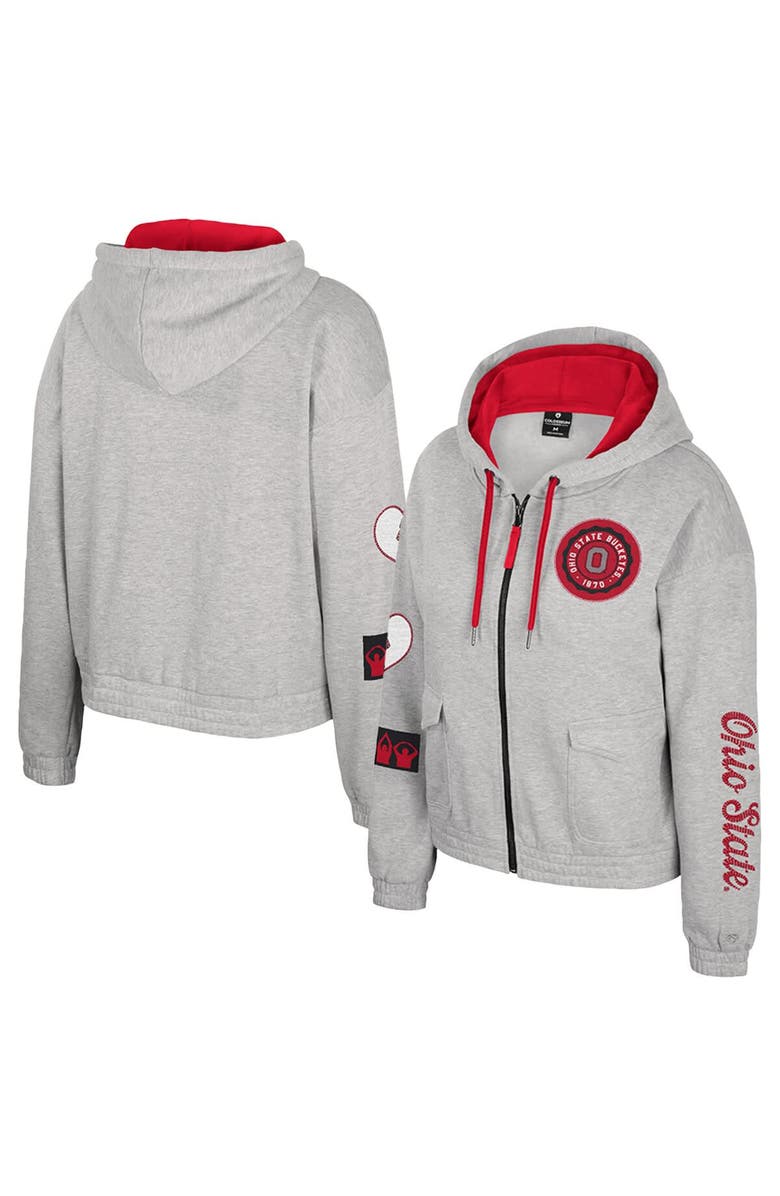 COLOSSEUM Women's Colosseum Gray Ohio State Buckeyes Alfie Full-Zip Hoodie Jacket, Main, color, 