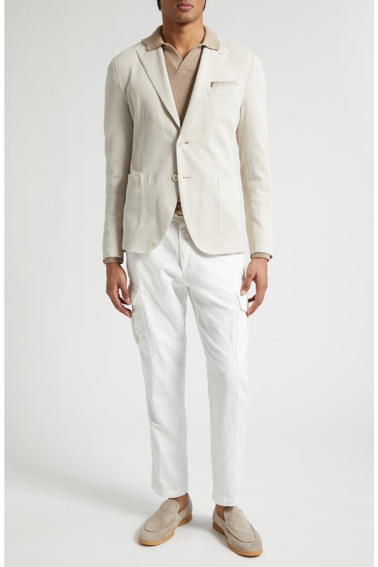 Cotton Blend Herringbone Knit Sport Coat, Alternate, color, 02 SAND