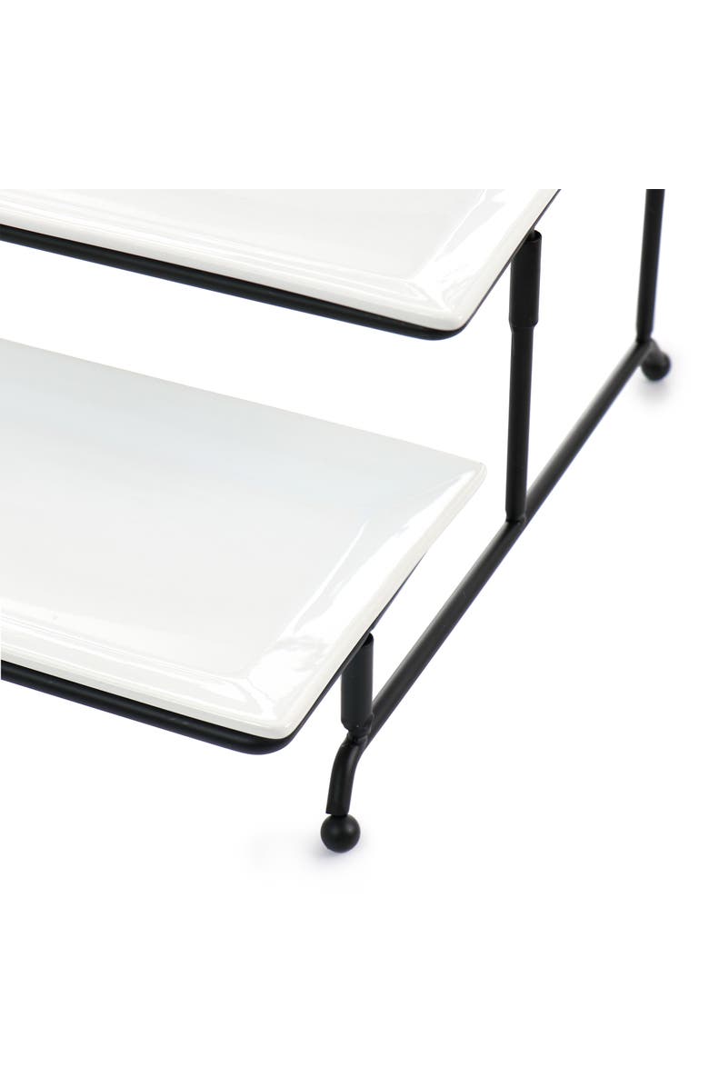 Elama 3 Tier Rectangular Plate Porcelain Serveware Set, Alternate, color, White