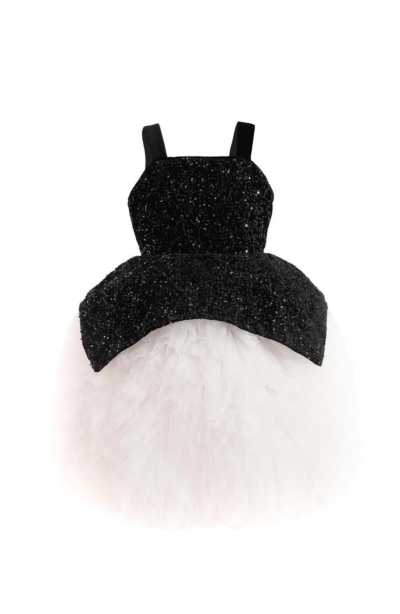 Tulleen Glitter & Tulle Celebration Dress, Alternate, color, Black