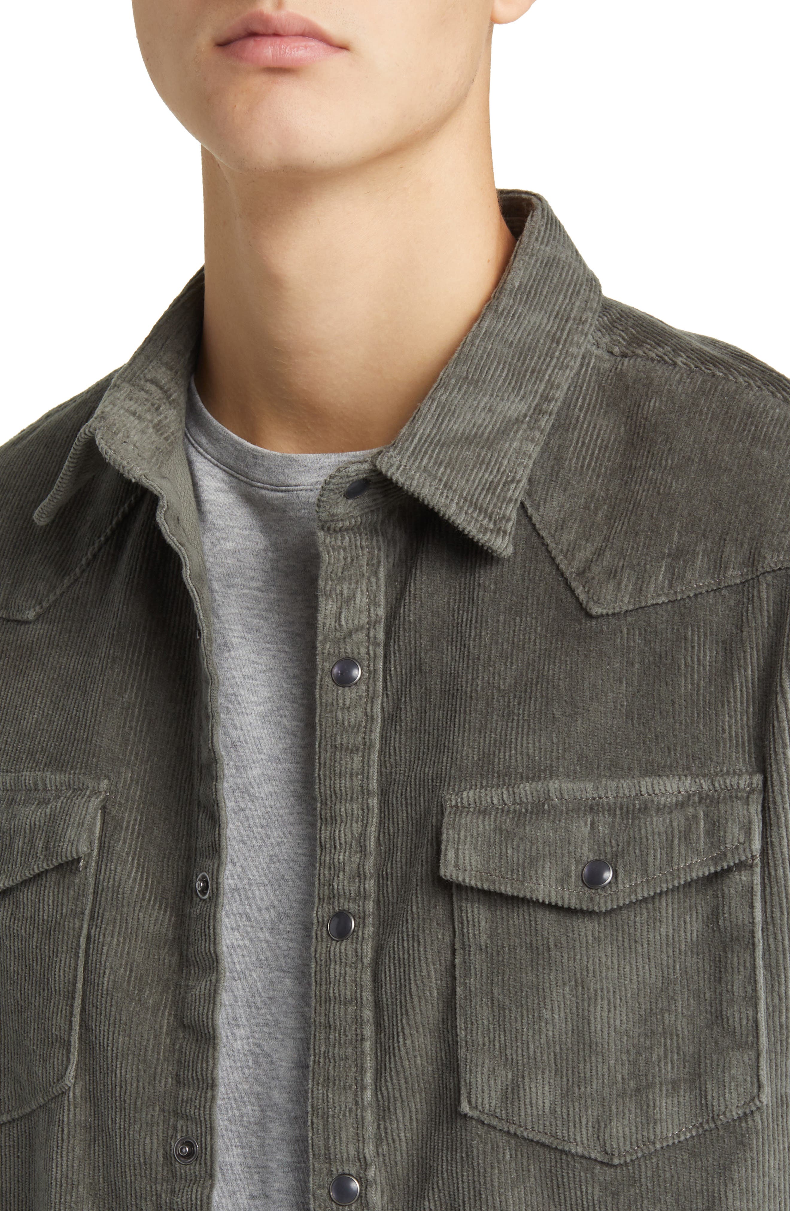 Cotton Corduroy Button-Up Western Shirt - image 2