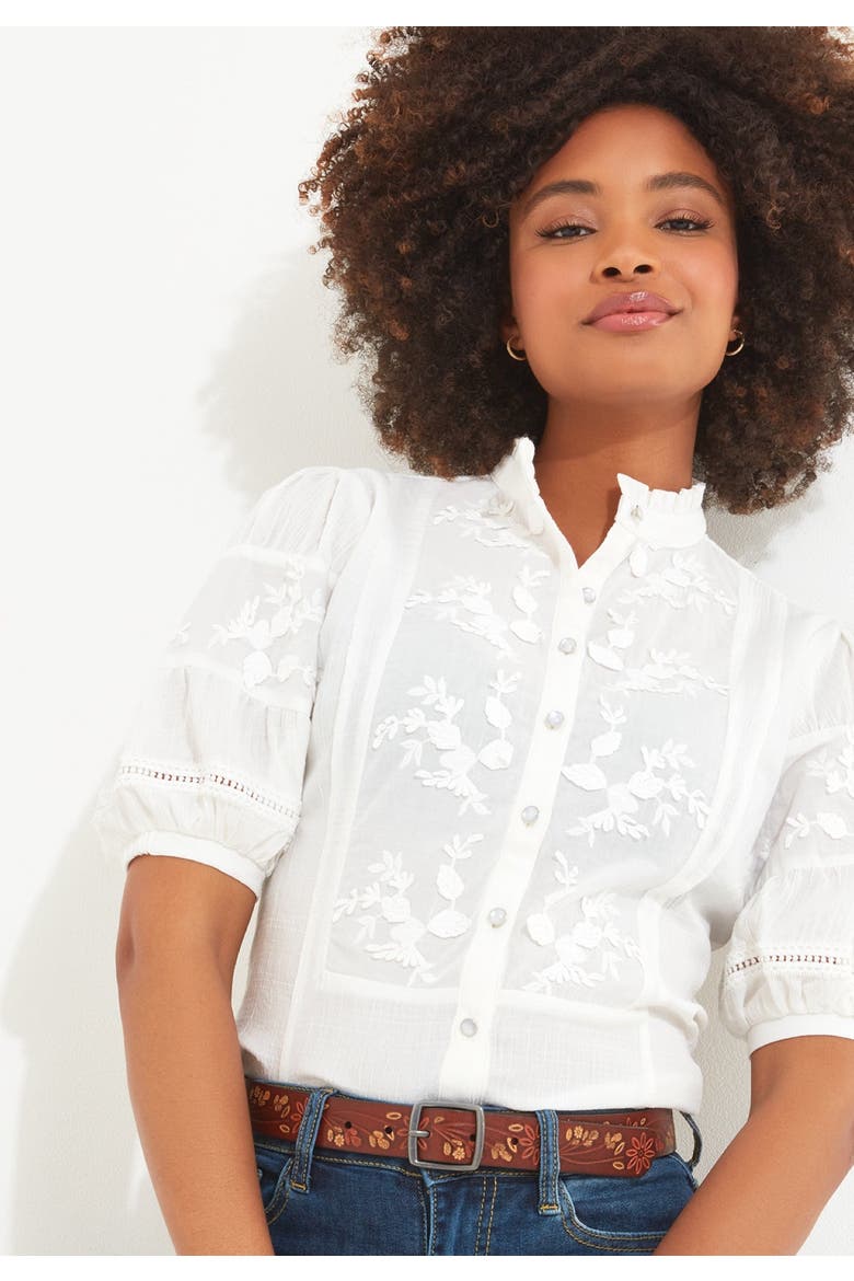 Lace Embroidered Blouse, Alternate, color, WHITE