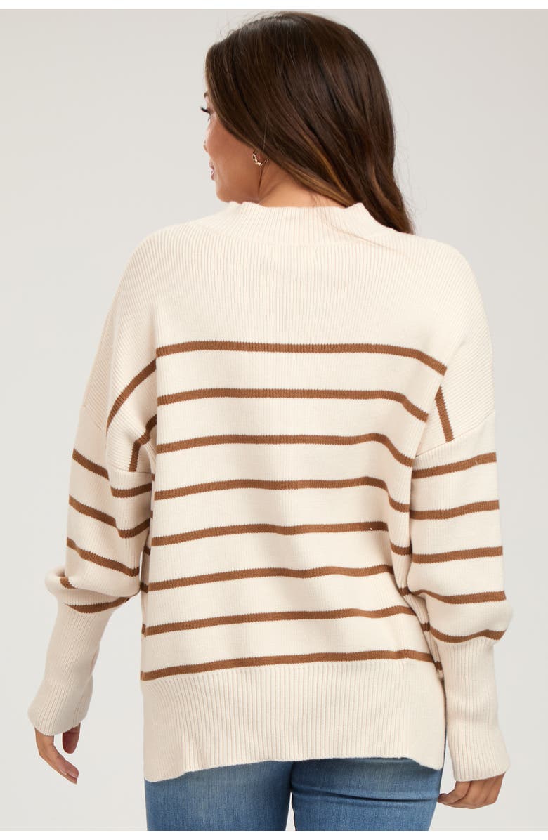 PinkBlush Striped Drop Shoulder Sweater, Alternate, color, Beige