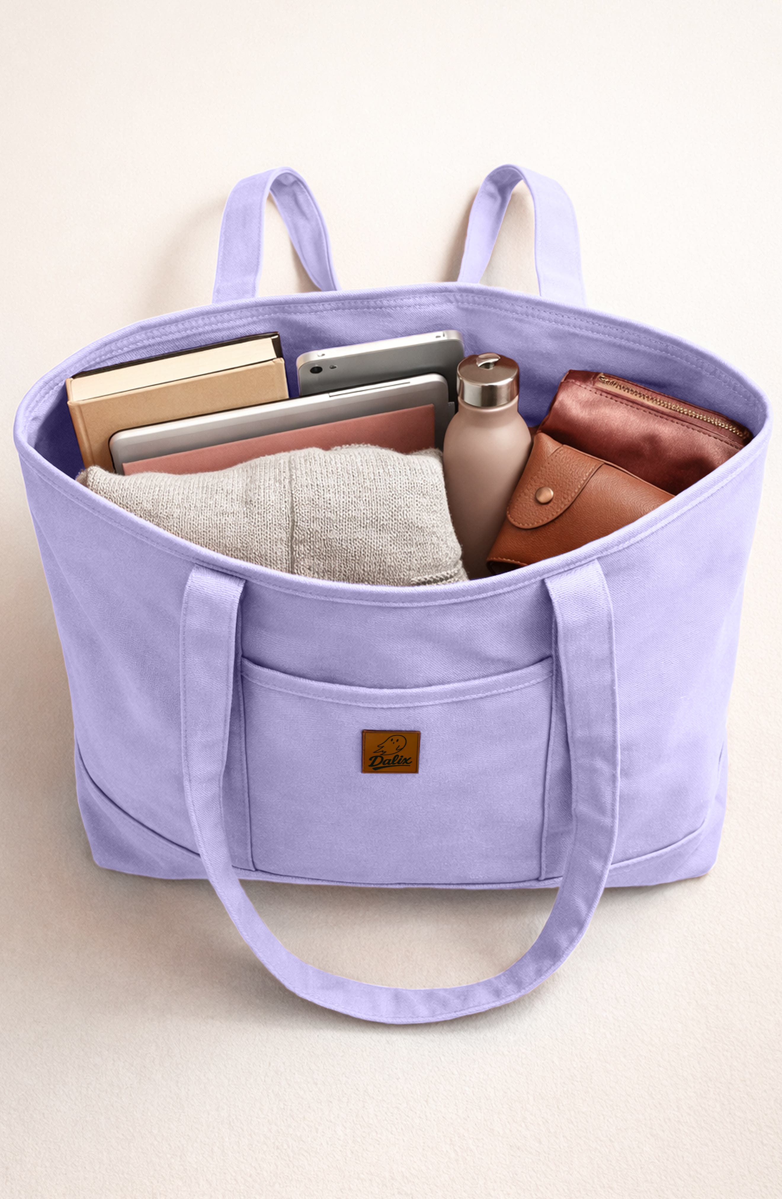 Ghost 20" Go-To Canvas Tote Bag, Alternate, color, Lavender