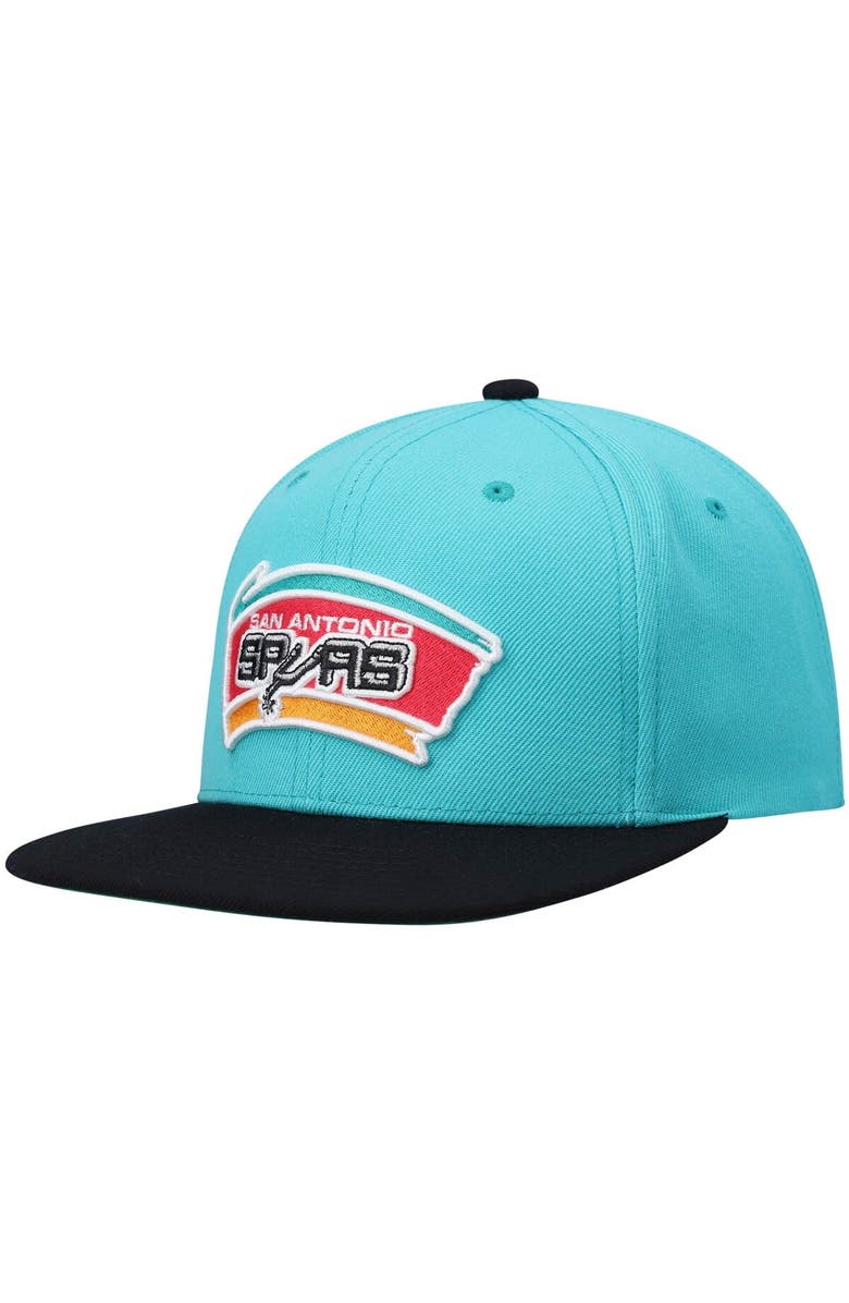 Mitchell & Ness Men's Mitchell & Ness Teal/Black San Antonio Spurs Hardwood Classics Team Two-Tone 2.0 Snapback Hat, Main, color, Teal