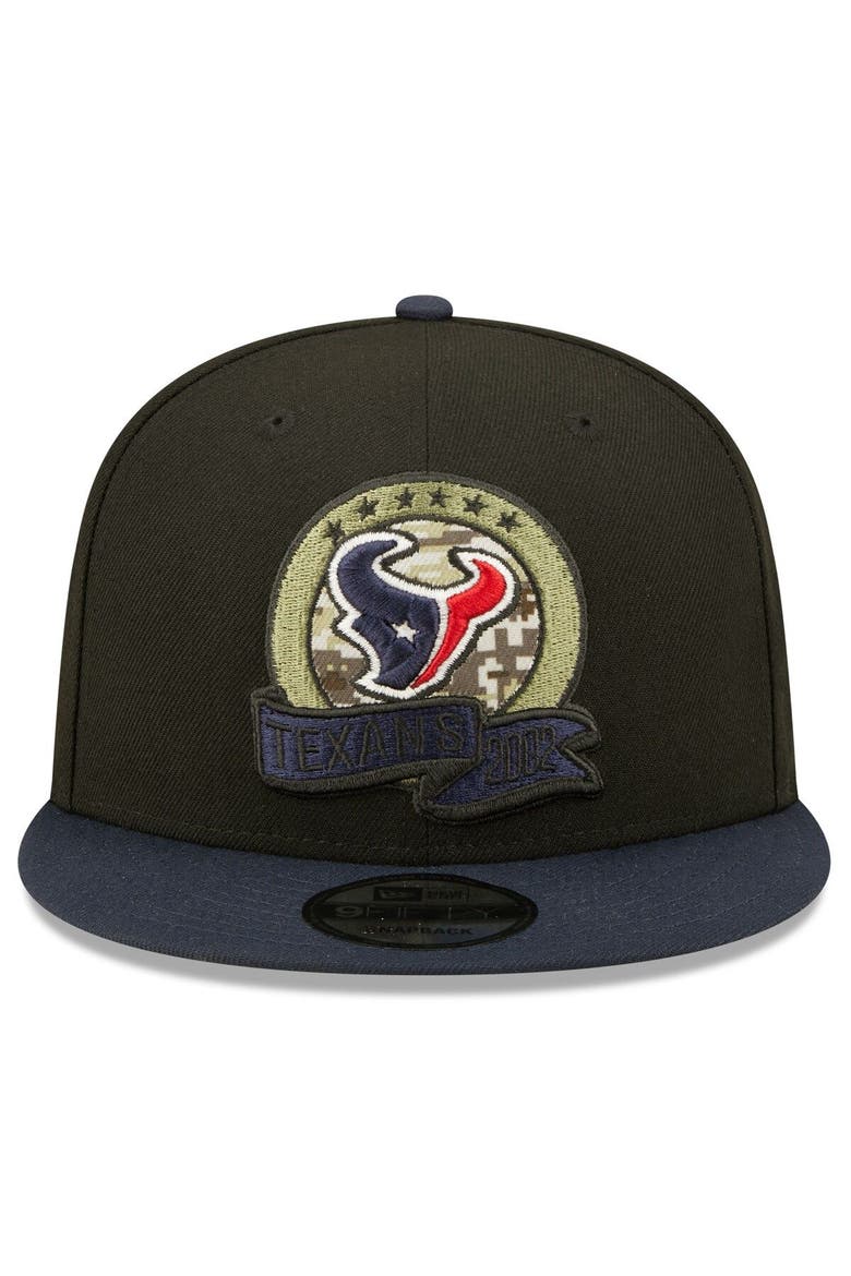 Men's New Era Black/Navy Houston Texans 2022 Salute To Service 9FIFTY Snapback Hat, Alternate, color, Black
