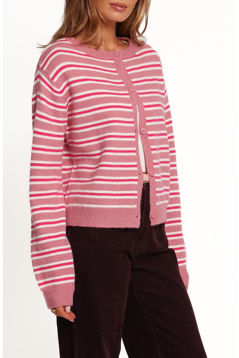Brynn Striped Cardigan, Alternate, color, PINK STRIPE