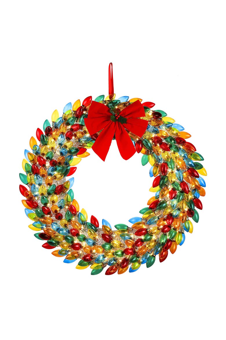 30 in. Retro C9 Bulb Wreath, Main, color, Multicolor