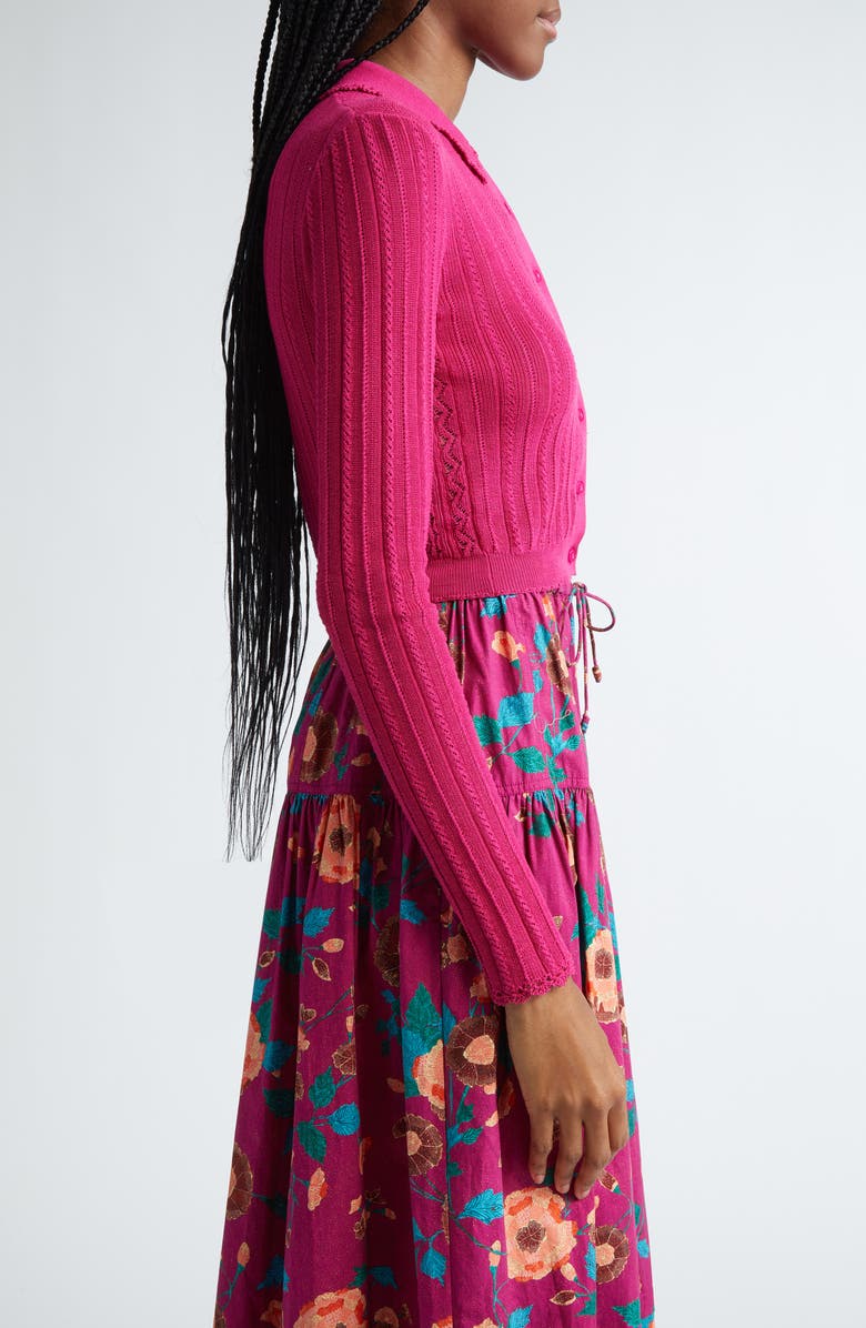 Ulla Johnson Lottie Collar Rib Silk Blend Cardigan, Alternate, color,