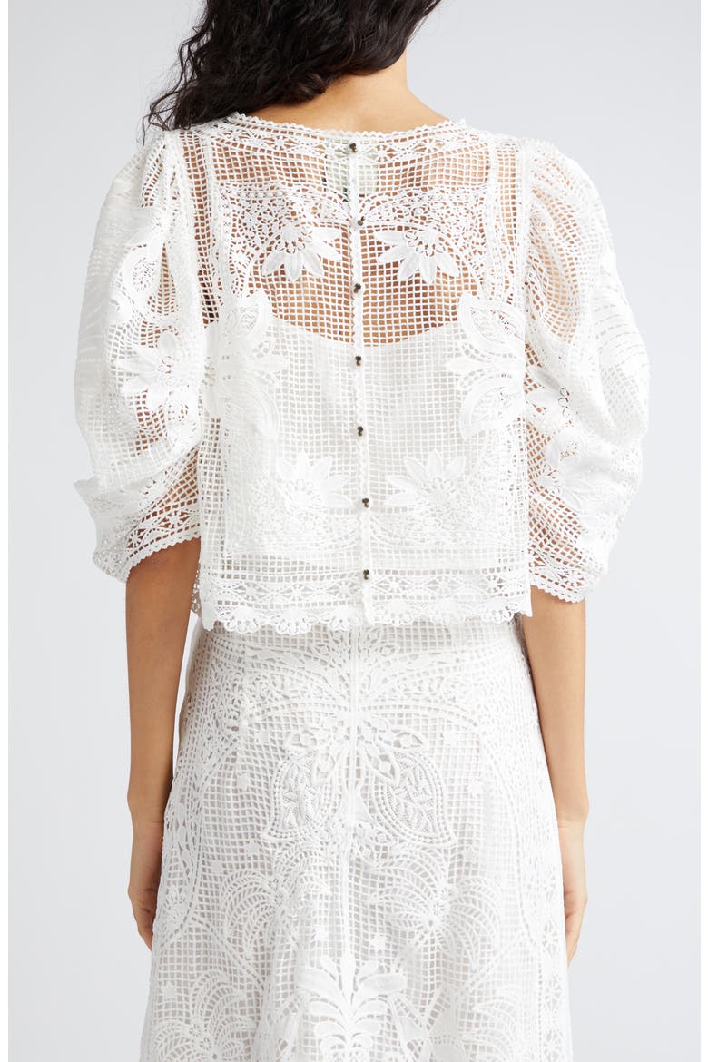 Guipure Lace Crop Top, Alternate, color, WHITE