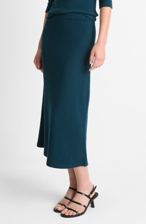 Vince Rib Midi Skirt In Blue