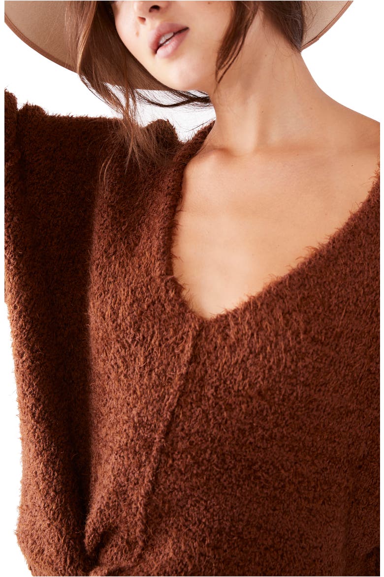 Icing V-Neck Sweater, Alternate, color, MOCHA JAVA