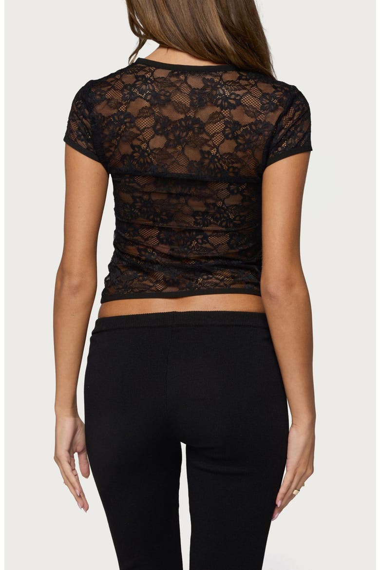 Jessi Sheer Lace Hook & Eye Top, Alternate, color, BLACK