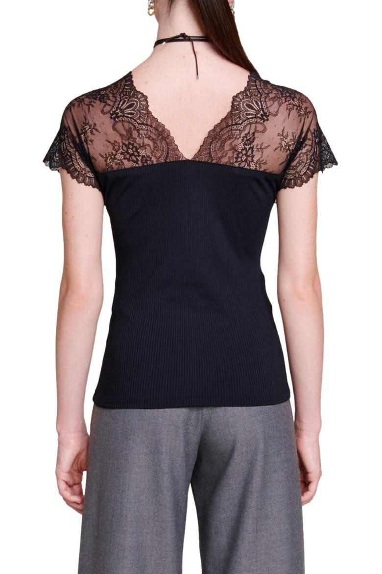 Jersey top with lace trim, Alternate, color, BLACK