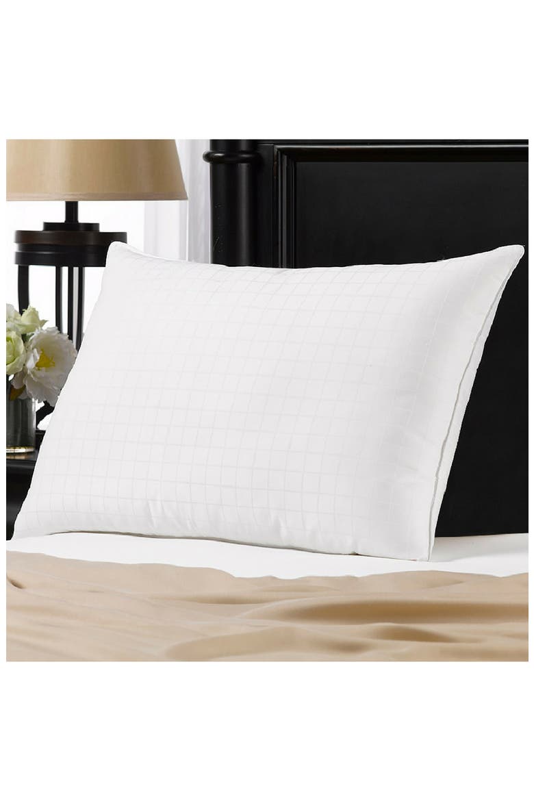 Overstuffed Gel Filled Dobby Windowpane Side/Back Sleeper Cotton Pillow, Alternate, color, WHITE
