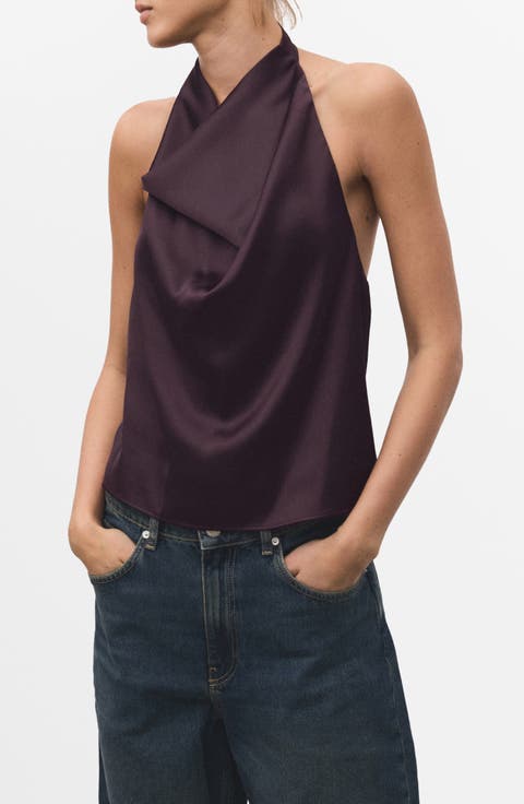 Draped Halter Satin Top