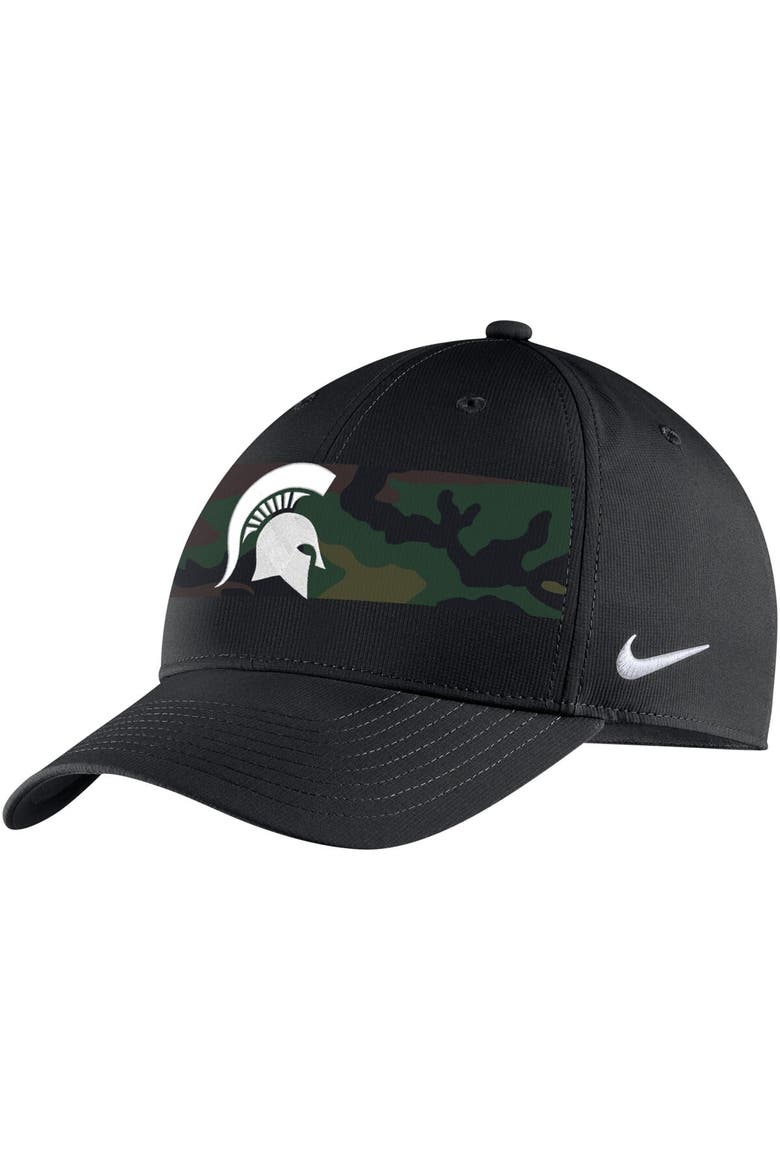 Men's Nike Black Michigan State Spartans Military Pack Camo Legacy91 Adjustable Hat, Main, color, Black
