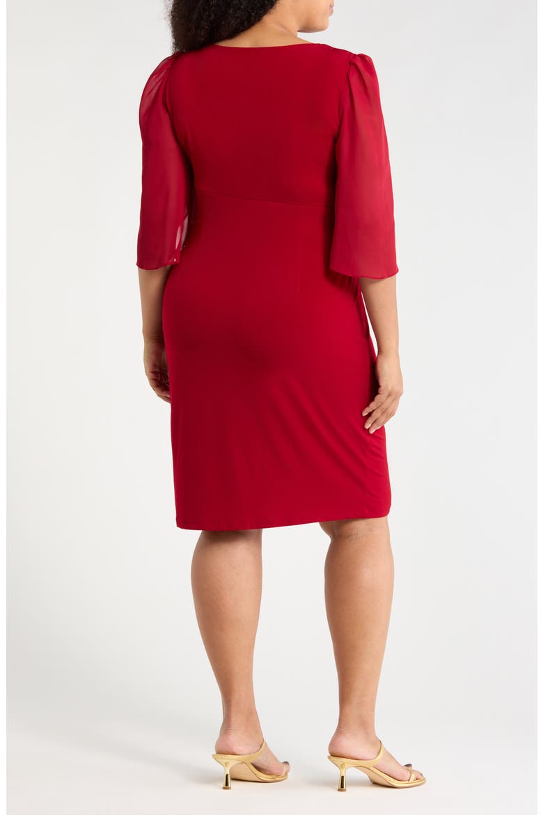 Chiffon Sleeve Faux Wrap Dress, Alternate, color, CRIMSON