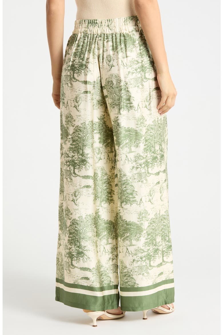 Safari Print Wide Leg Pull-On Pants, Alternate, color, GREEN/ IVORY GROUND